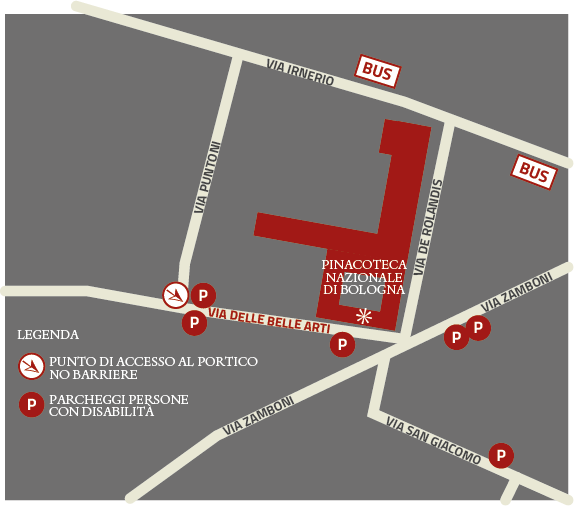 Mappa accessibilità della Pinacoteca nazionale di Bologna